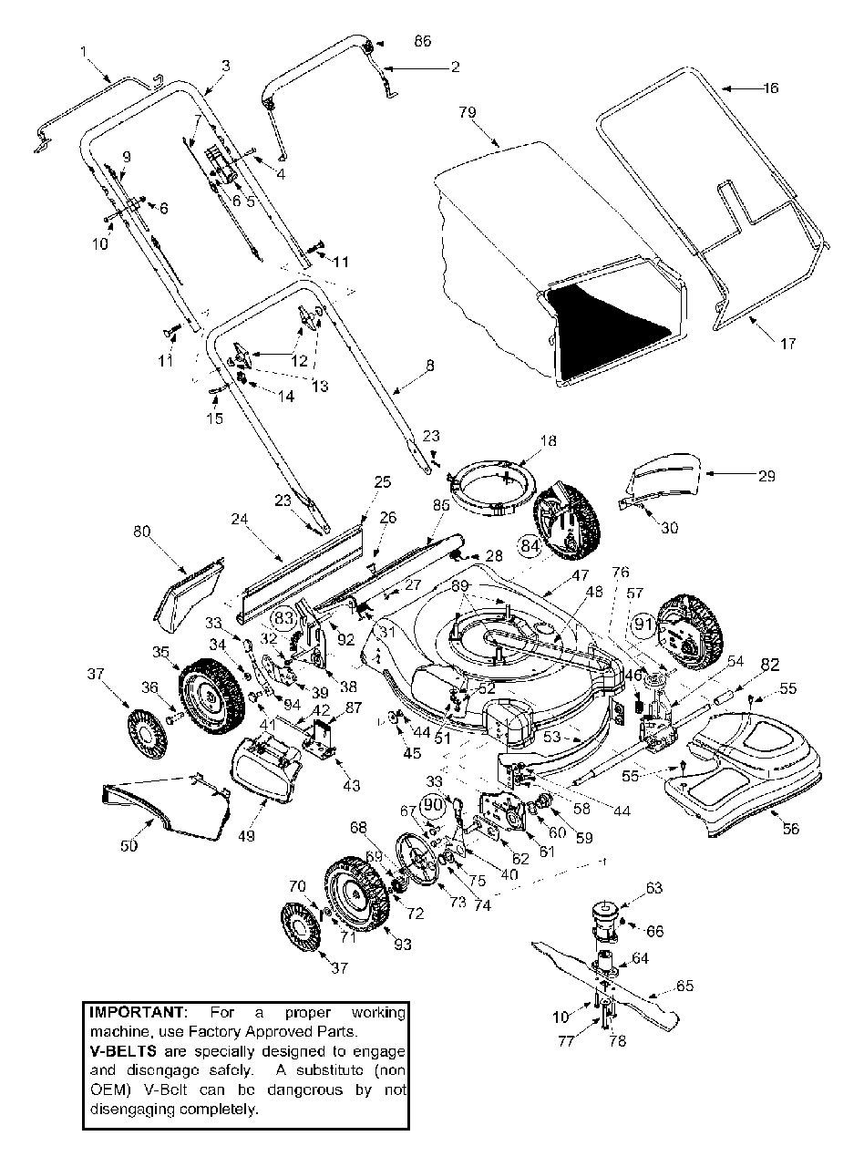 General Assembly Diagram and Parts List for 12A-466K700 2003 Yard Machines Lawn Mower